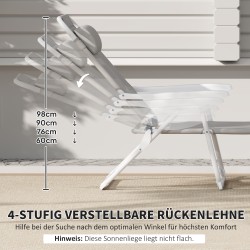 Taitettava puutarhatuoli lepotuoli niskatyynyllä, metallirunko ja verkkokangas, 160 x 66 x 98 cm, vaaleanharmaa