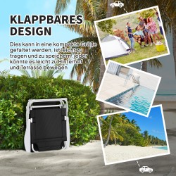 Taitettava puutarhatuoli lepotuoli 4-asentoinen selkänoja niskatyyny metallirunko 160x66x98 cm musta