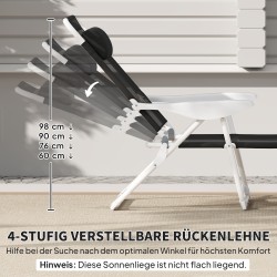 Taitettava puutarhatuoli lepotuoli 4-asentoinen selkänoja niskatyyny metallirunko 160x66x98 cm musta