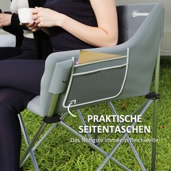 Kokoontaitettava kahden hengen retkituoli, metallirunko ja 600D Oxford-kangas, kantavuus 240 kg, harmaa