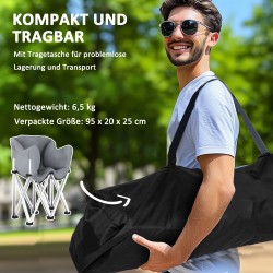 Kokoontaitettava kahden hengen retkituoli, metallirunko ja 600D Oxford-kangas, kantavuus 240 kg, harmaa