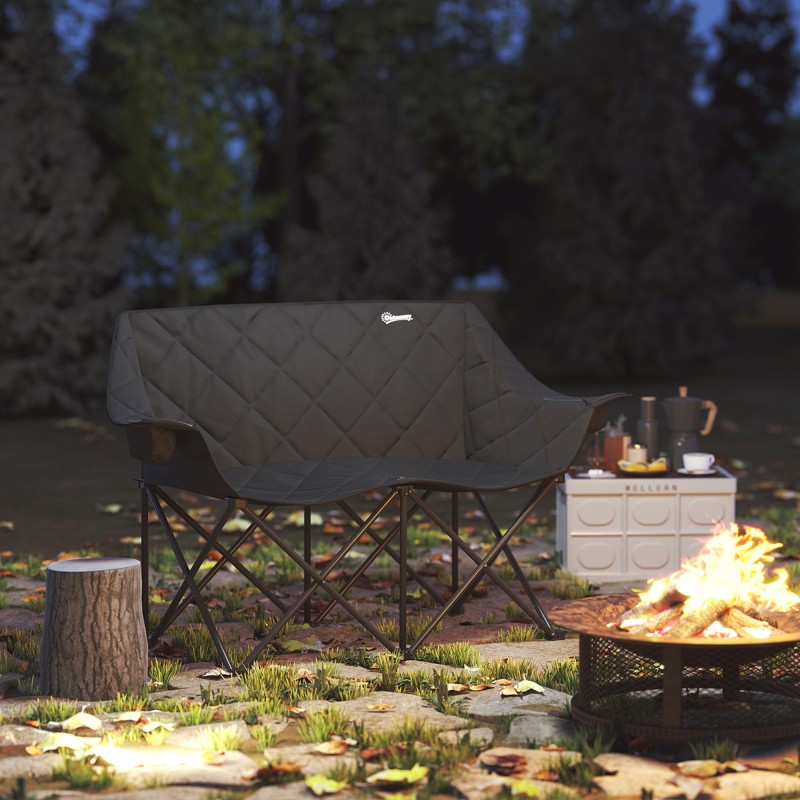 Kokoontaitettava kahden hengen retkituoli 145 x 60 x 92 cm 250 kg musta