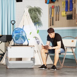 Pöytätuuletin 12" metallisiivin, 4 nopeutta, kallistettava, musta