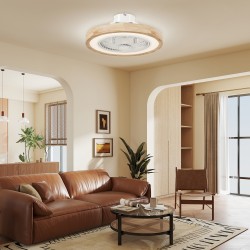 Kattotuulettimella varustettu LED-kattovalaisin, 6 nopeutta, säädettävä valo, kaukosäädin, vaalea puujäljitelmä