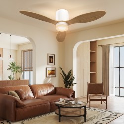 Kattotuuletin valolla ja kaukosäätimellä 115 cm, 3 lapaa, 6 nopeutta, LED, luonnonpuun sävy