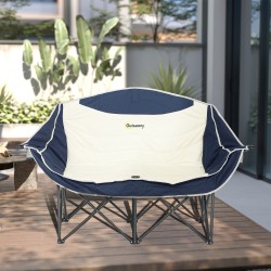 Kaksipaikkainen taitettava retkituoli mukitelineillä ja kantolaukulla 250 kg sininen