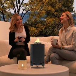 Terästulisija ulkokäyttöön, lähes savuton, ruostumatonta terästä 16x16x25 cm, harmaa, koukulla