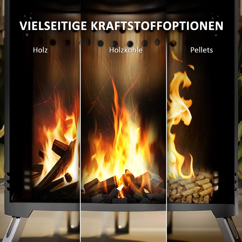 Terästulisija ulkokäyttöön, lähes savuton, ruostumatonta terästä 16x16x25 cm, harmaa, koukulla