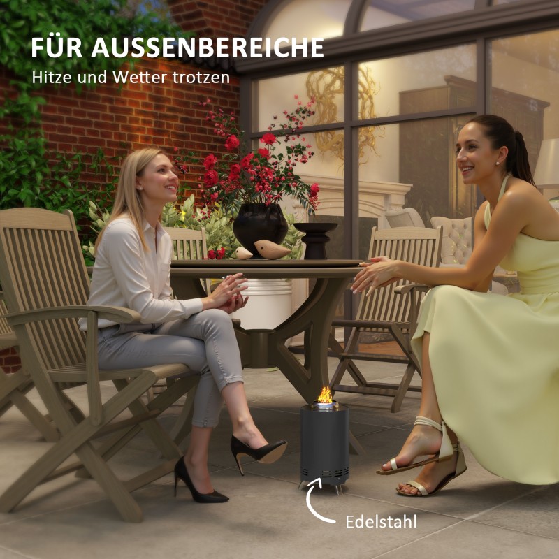 Terästulisija ulkokäyttöön, lähes savuton, ruostumatonta terästä 16x16x25 cm, harmaa, koukulla