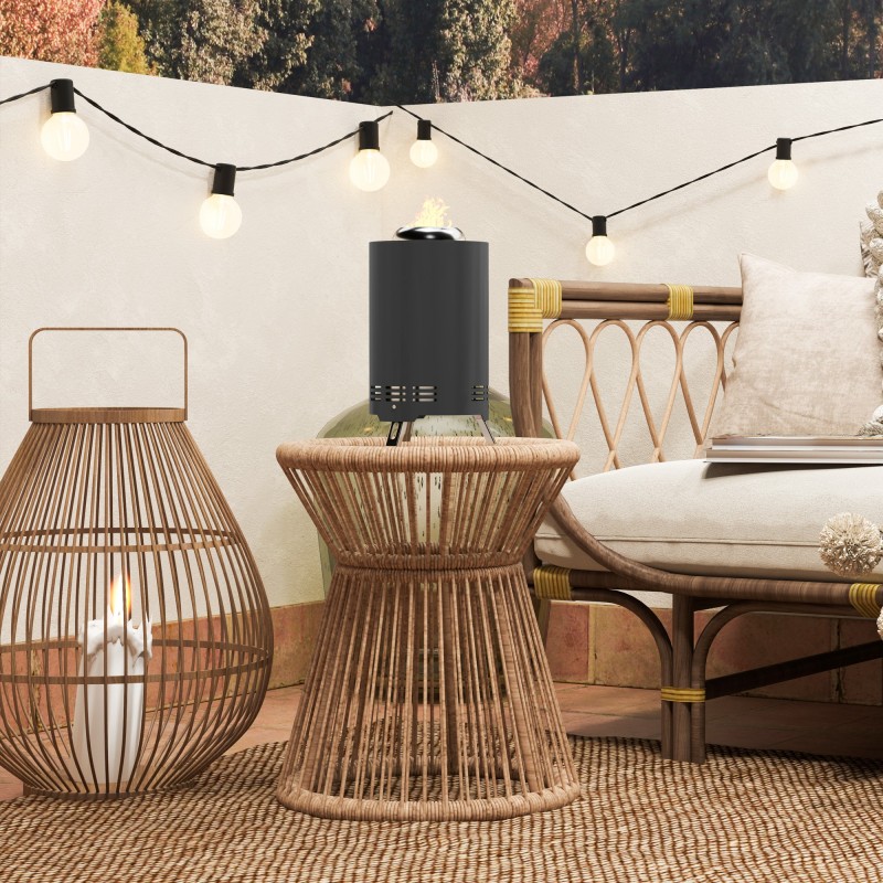 Terästulisija ulkokäyttöön, lähes savuton, ruostumatonta terästä 16x16x25 cm, harmaa, koukulla