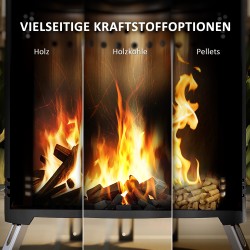 Tulisija ulkokäyttöön ruostumaton teräs 16x25 cm lähes savuton musta pokerilla