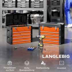 Työkalulaatikko 4 laatikolla, teräs, 49,7 x 25,3 x 40,7 cm, oranssi-musta