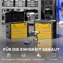 Työkalulaatikko 4 laatikkoa teräs 49,7 x 25,3 x 40,7 cm keltamusta