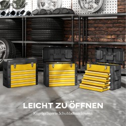 Työkalulaatikko 4 laatikkoa teräs 49,7 x 25,3 x 40,7 cm keltamusta