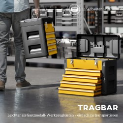 Työkalulaatikko 4 laatikkoa teräs 49,7 x 25,3 x 40,7 cm keltamusta