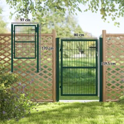 Teräksinen pihaportti lukolla ja kahvalla 97 x 170 cm vihreä