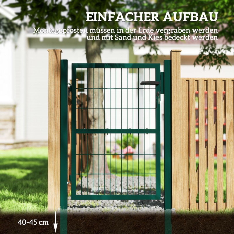 Teräksinen pihaportti lukolla ja kahvalla 97 x 170 cm vihreä