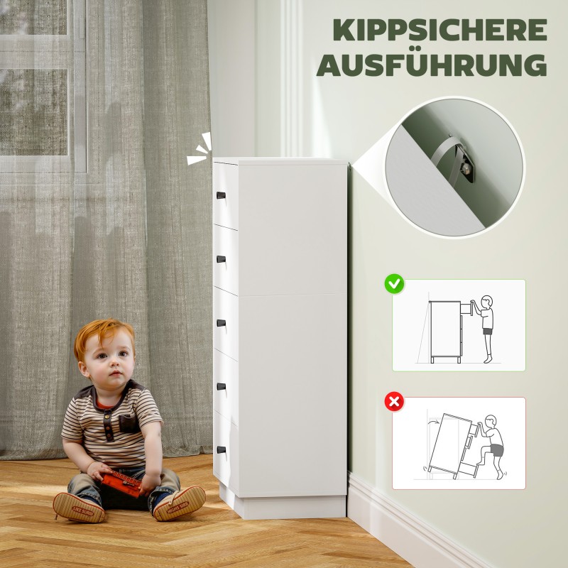 Laatikosto 5 laatikkoa lastulevyä 47 x 29 x 95 cm valkoinen