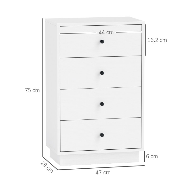 Lipasto 4 laatikkoa lastulevy 47 x 29 x 75 cm valkoinen