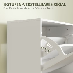 Kenkäkaappi eteiseen, 3 kääntyvää laatikkoa, lastulevy, 47x26x120 cm, jopa 12 paria, valkoinen