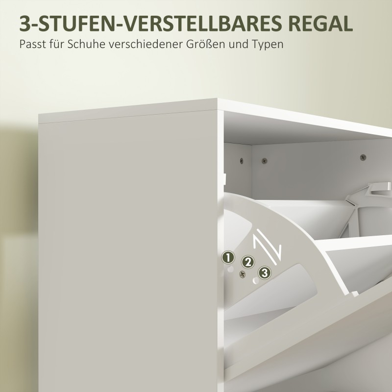 Kenkäkaappi eteiseen, 3 kääntyvää laatikkoa, lastulevy, 47x26x120 cm, jopa 12 paria, valkoinen