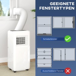 Siirrettävä ilmastointilaite 9000 BTU/h, 3-toiminen, ajastin, kaukosäädin, valkoinen