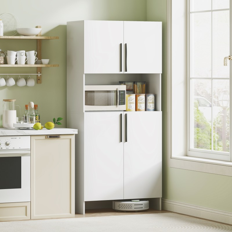 Keittiökaappi mikroaaltouunihyllyllä, lastulevy, 79x40x175 cm, valkoinen