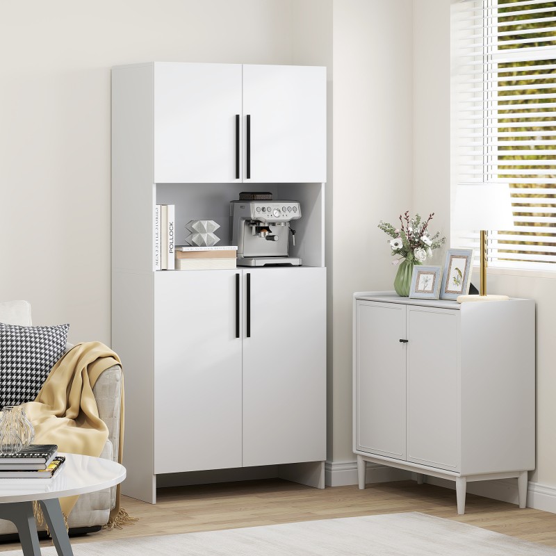 Keittiökaappi mikroaaltouunihyllyllä, lastulevy, 79x40x175 cm, valkoinen