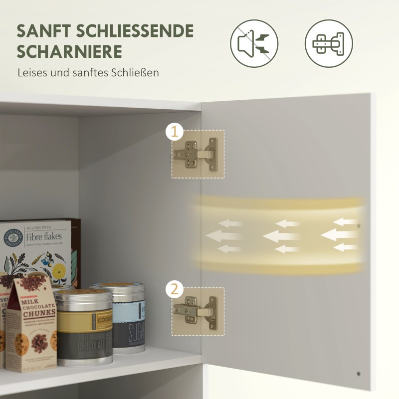 Keittiökaappi 4 kaappia työtasolla lastulevy 119x40x175 cm valkoinen