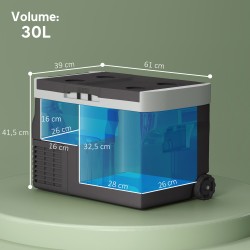 Kompressorikylmälaukku 30 L, LED-näyttö, ECO-/pikajäähdytystila, -20–20 °C, 12/24V ja 230V, musta