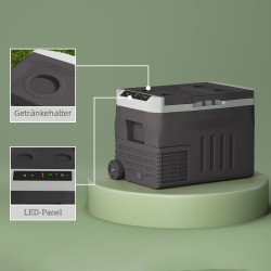 Kompressorikylmälaukku 30 L, LED-näyttö, ECO-/pikajäähdytystila, -20–20 °C, 12/24V ja 230V, musta