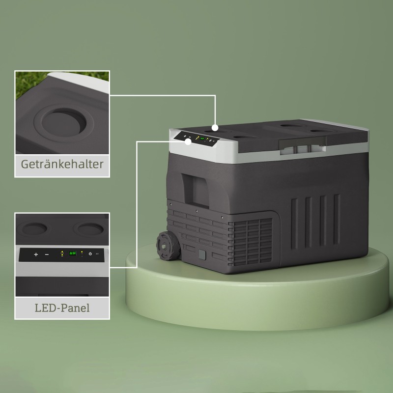 Kompressorikylmälaukku 30 L, LED-näyttö, ECO-/pikajäähdytystila, -20–20 °C, 12/24V ja 230V, musta