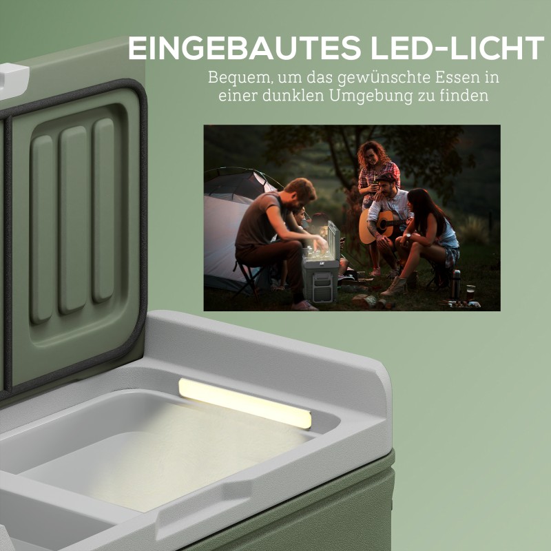 Kannettava kompressorijääkaappi/pakastin 33 L auto- ja retkikäyttöön, vihreä