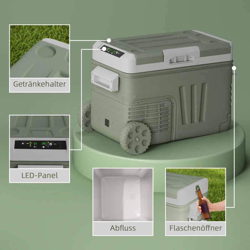 Kannettava kompressorijääkaappi/pakastin 33 L auto- ja retkikäyttöön, vihreä