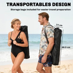 Taitettava retkituoli jalkatuella 2 kpl, 120 kg kantavuus, metalli ja 600D Oxford -kangas, musta