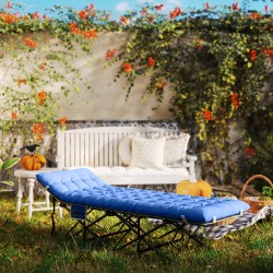 Taitettava retkisänky patjalla ja sivutaskulla 185 x 68 x 37 cm, sininen