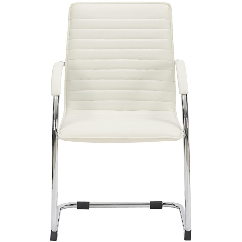 Tyylikäs keinonahkainen Tira-vierailutuoli metallirungolla ja pehmustetuilla käsinojilla