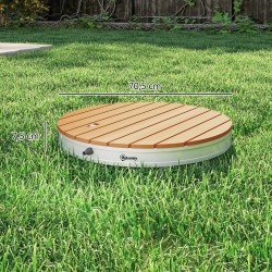 Siirrettävä ulkosuihku terassille ja puutarhaan, 18 säädettävää suihkua, alumiinipohja, luonnonpuun sävy