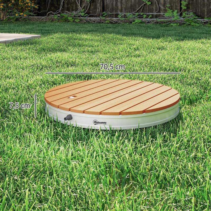 Siirrettävä ulkosuihku terassille ja puutarhaan, 18 säädettävää suihkua, alumiinipohja, luonnonpuun sävy