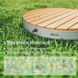 Siirrettävä ulkosuihku terassille ja puutarhaan, 18 säädettävää suihkua, alumiinipohja, luonnonpuun sävy