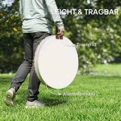 Siirrettävä ulkosuihku terassille ja puutarhaan, 18 säädettävää suihkua, alumiinipohja, luonnonpuun sävy