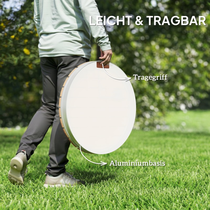 Siirrettävä ulkosuihku terassille ja puutarhaan, 18 säädettävää suihkua, alumiinipohja, luonnonpuun sävy