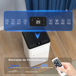 Siirrettävä 3-in-1 ilmastointilaite 7000 BTU, viilennys, kuivaus ja puhallin, LED-näyttö, pestävä suodatin, valkoinen