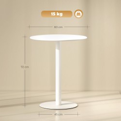 Pyöreä ruokapöytä 2 hengelle, teräs, Ø60 x 72 cm, valkoinen, sisä- ja ulkokäyttöön