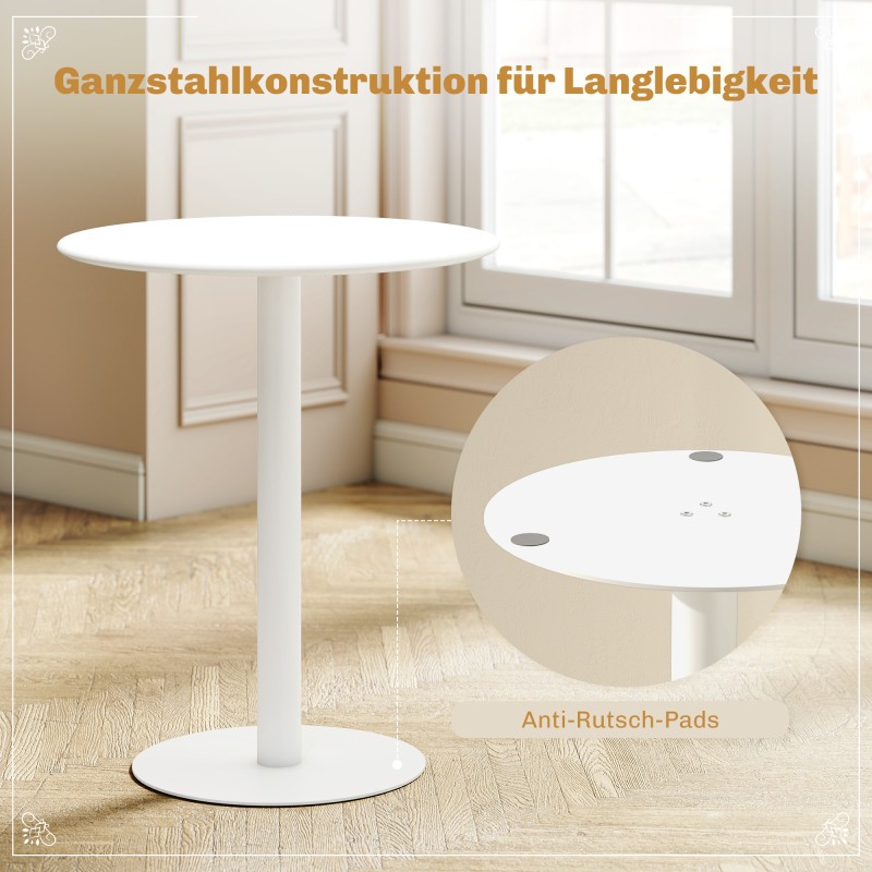 Pyöreä ruokapöytä 2 hengelle, teräs, Ø60 x 72 cm, valkoinen, sisä- ja ulkokäyttöön