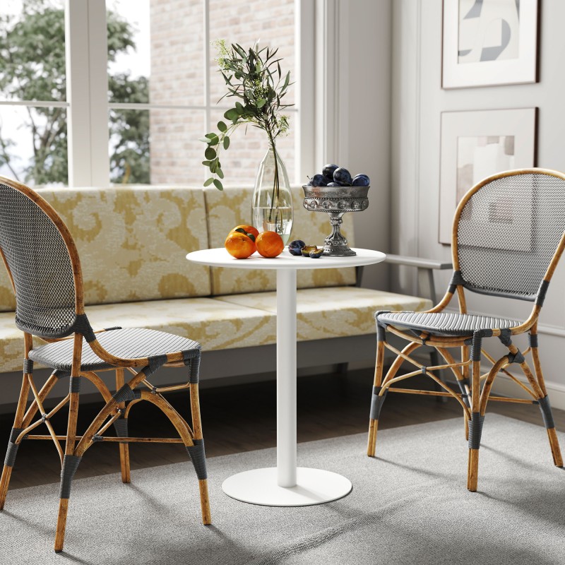 Pyöreä ruokapöytä 2 hengelle, teräs, Ø60 x 72 cm, valkoinen, sisä- ja ulkokäyttöön