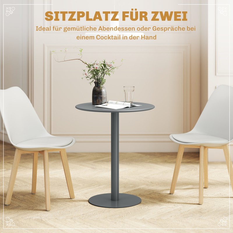 Pyöreä ruokapöytä 2 hengelle, teräs, Ø60 x 72 cm, harmaa, sisä- ja ulkokäyttöön