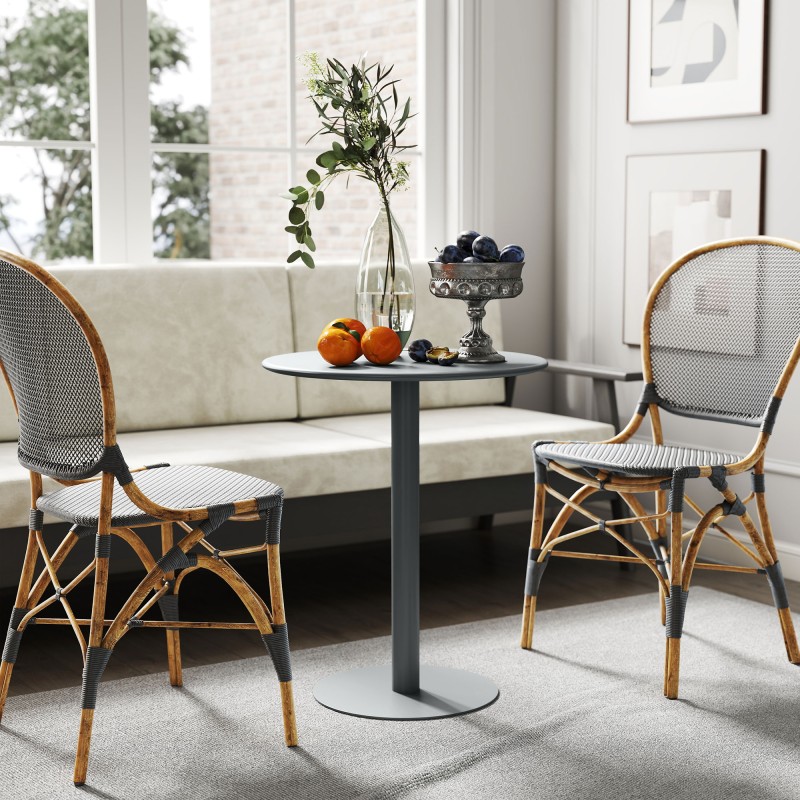 Pyöreä ruokapöytä 2 hengelle, teräs, Ø60 x 72 cm, harmaa, sisä- ja ulkokäyttöön