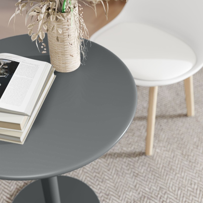 Pyöreä ruokapöytä 2 hengelle, teräs, Ø60 x 72 cm, harmaa, sisä- ja ulkokäyttöön