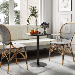 Ruokapöytä kahdelle, pyöreä teräspöytä Ø60 x 72 cm, sisä- ja ulkokäyttöön, musta